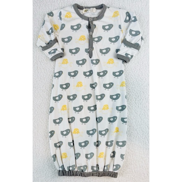 MONICA & ANDY • White/Grey/Yellow Baby Chick Print Sleeper Gown - Picture 3 of 16